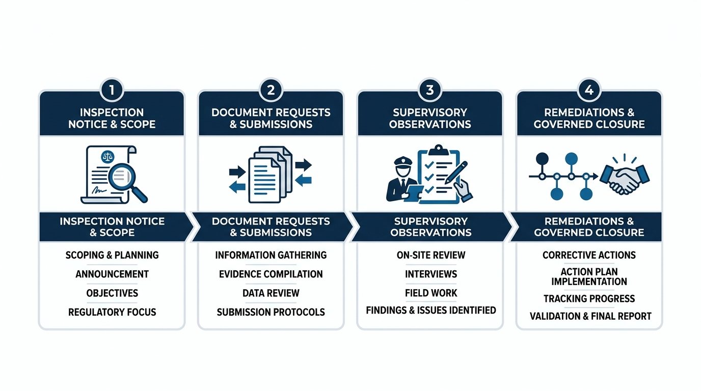 OrviQ Regulatory Inspection Workflow: Notice, Document Submissions, Observations, and Closure